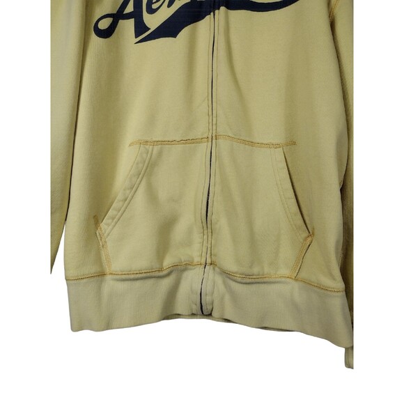 Aeropostale Womens Large Hoodie Yellow Zip Up Pockets Long Sleeve Heavy READ - Picture 4 of 6